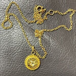 Celine Gold Chain Necklace with Round Pendant
